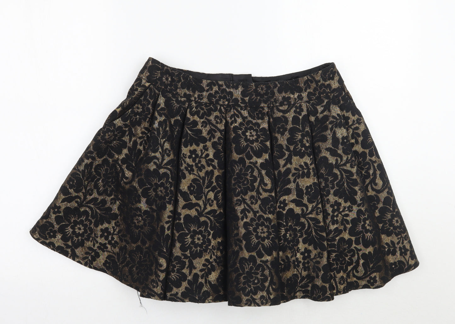 Miss Selfridge Womens Black Floral  A-Line Skirt Size 12