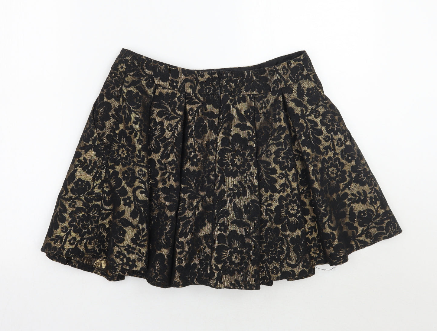 Miss Selfridge Womens Black Floral  A-Line Skirt Size 12