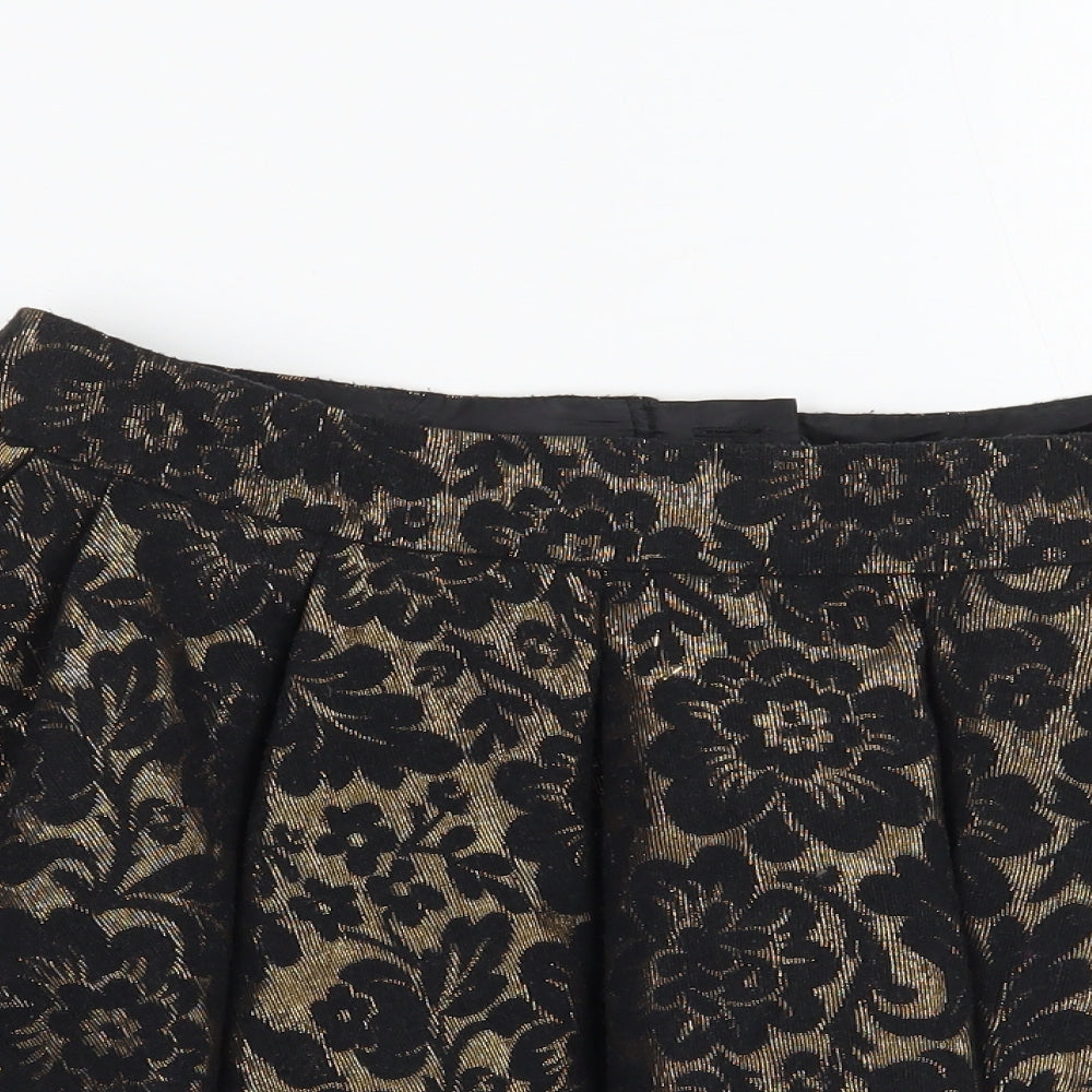 Miss Selfridge Womens Black Floral  A-Line Skirt Size 12