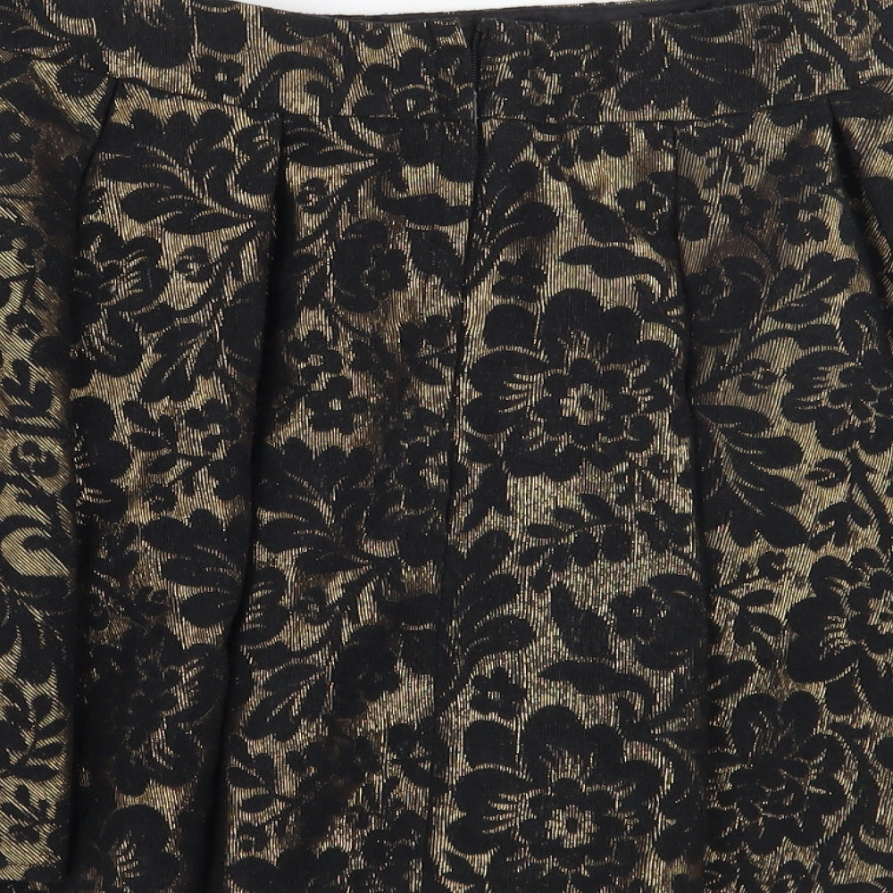 Miss Selfridge Womens Black Floral  A-Line Skirt Size 12