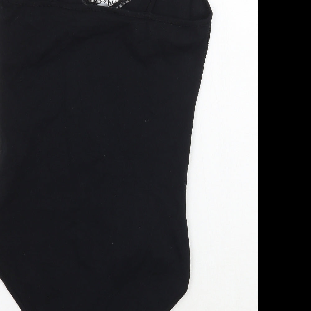 Primark Womens Black Floral  Bodysuit One-Piece Size 12