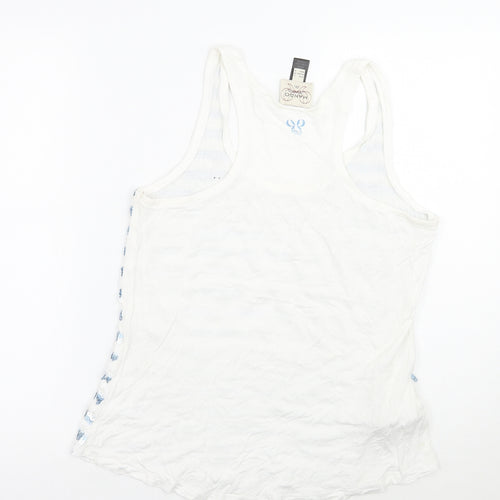 Mango Womens White Striped  Basic Tank Size L