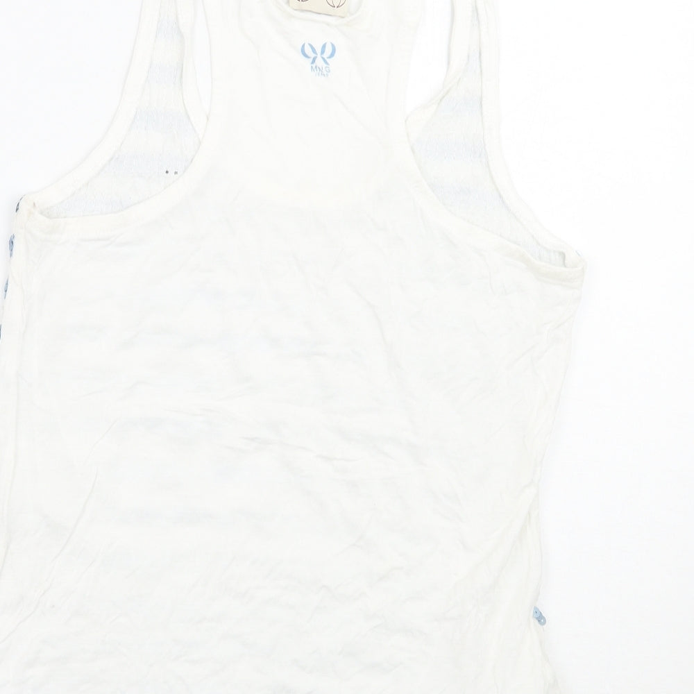 Mango Womens White Striped  Basic Tank Size L