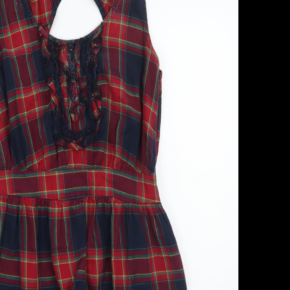 Zara Womens Red Check  A-Line  Size M