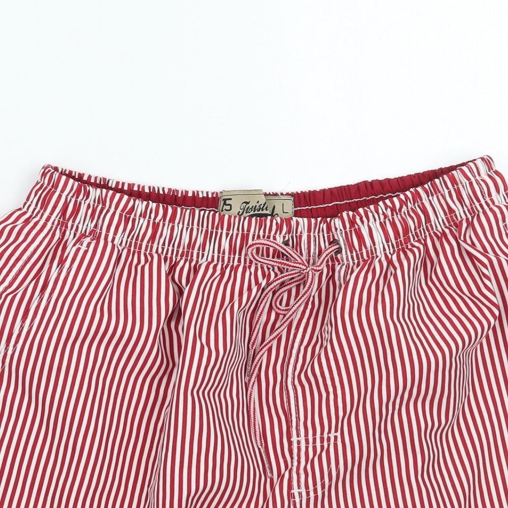 Twisted Soul Mens Red Striped  Bermuda Shorts Size L