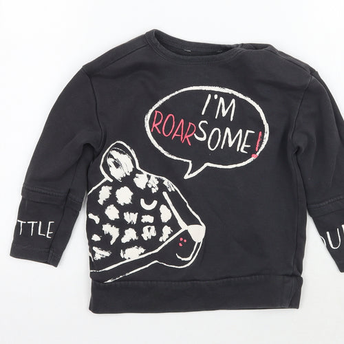 George Girls Grey Animal Print  Pullover Jumper Size 2-3 Years