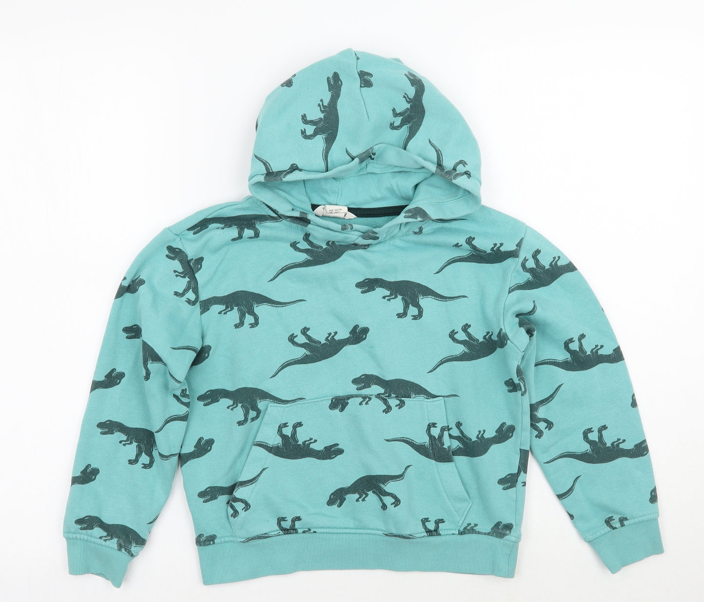 H&M Boys Green Animal Print  Pullover Hoodie Size 6-7 Years