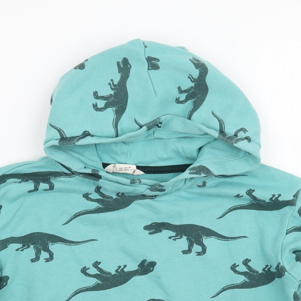H&M Boys Green Animal Print  Pullover Hoodie Size 6-7 Years