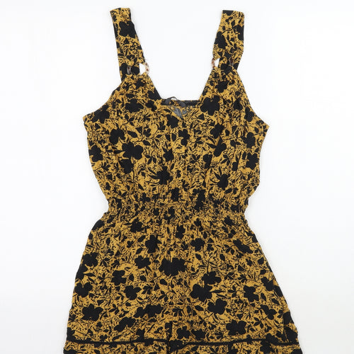 George Womens Yellow Floral  Playsuit One-Piece Size S
