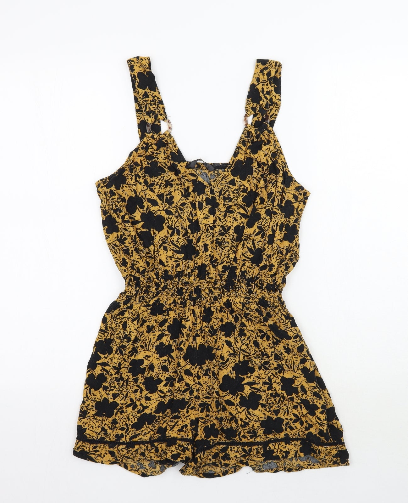 George Womens Yellow Floral  Playsuit One-Piece Size S