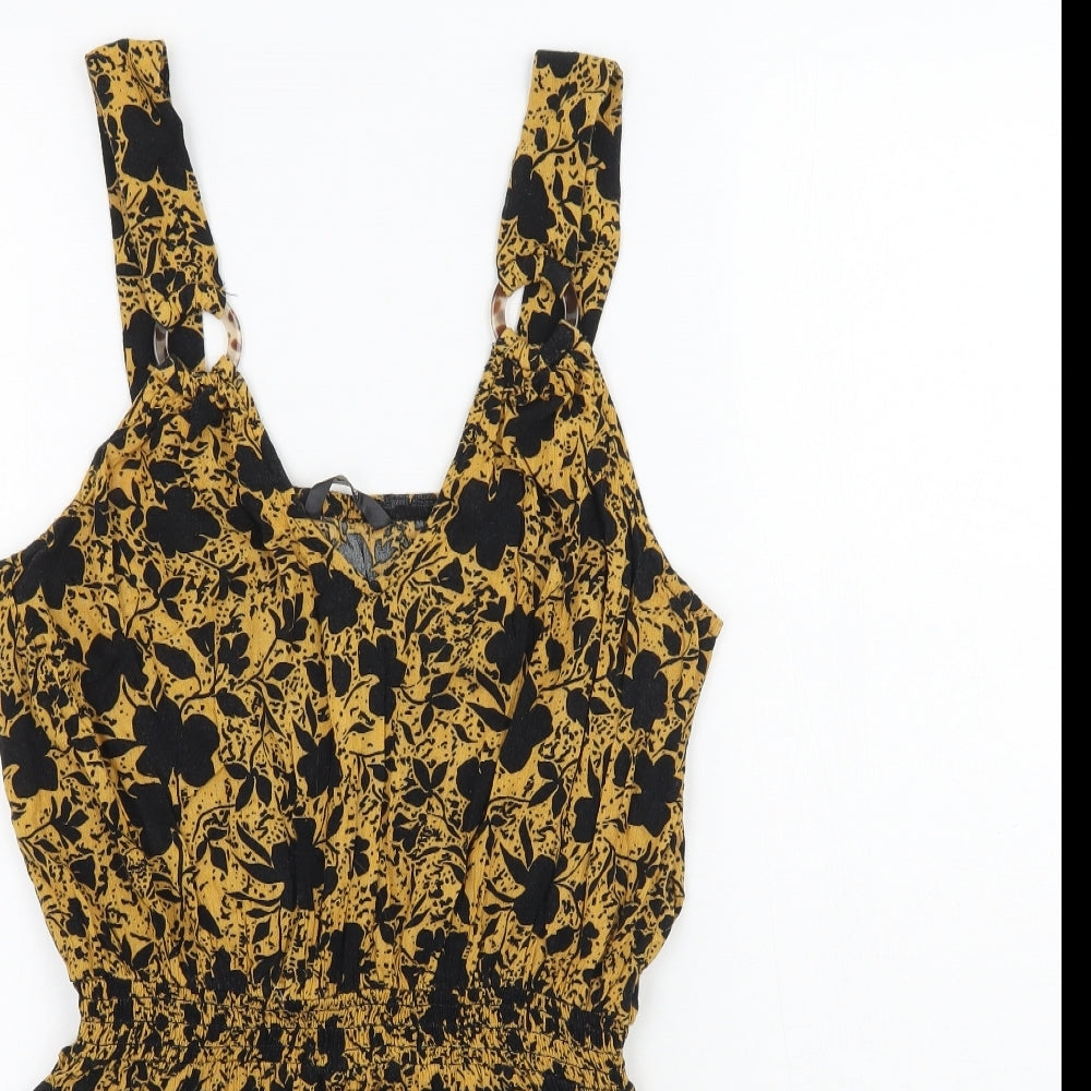 George Womens Yellow Floral  Playsuit One-Piece Size S