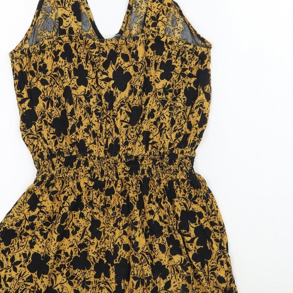 George Womens Yellow Floral  Playsuit One-Piece Size S