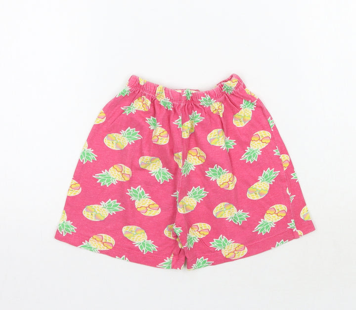 Kids Girls Pink Geometric  Sweat Shorts Size 5-6 Years