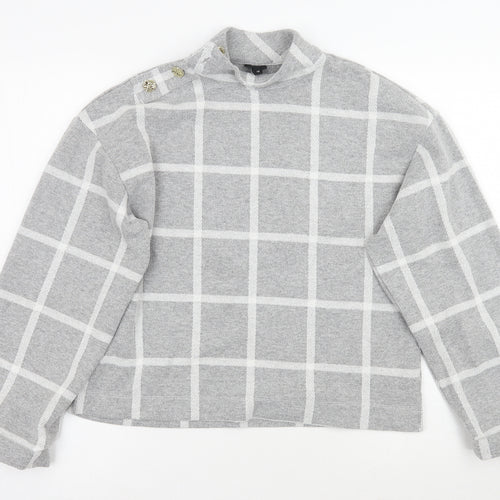 River Island Womens Grey Check  Pullover Jumper Size 10