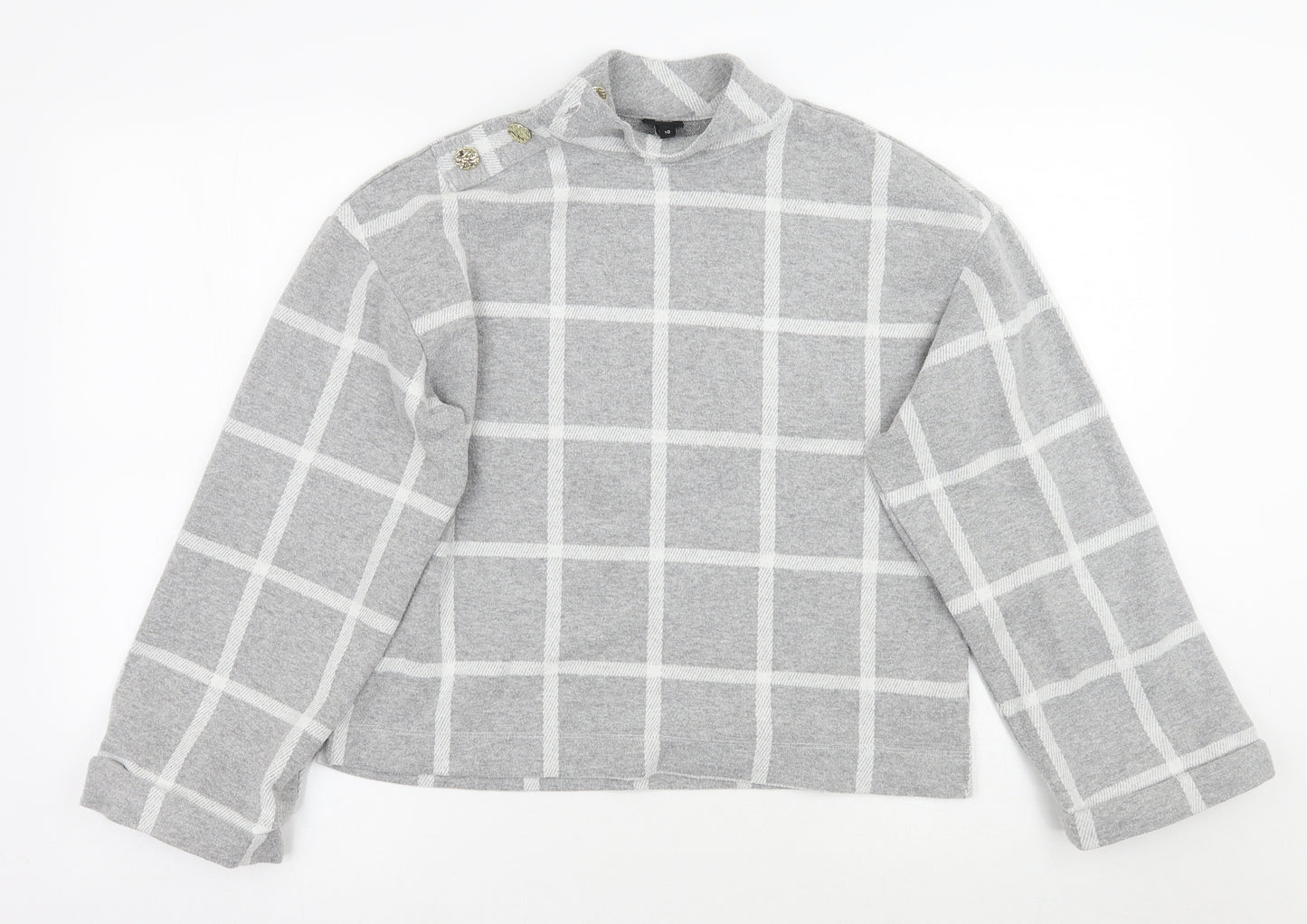 River Island Womens Grey Check  Pullover Jumper Size 10