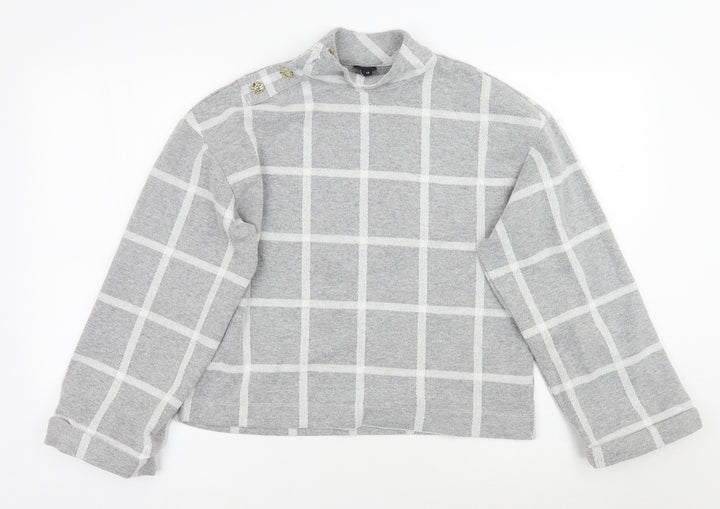 River Island Womens Grey Check  Pullover Jumper Size 10