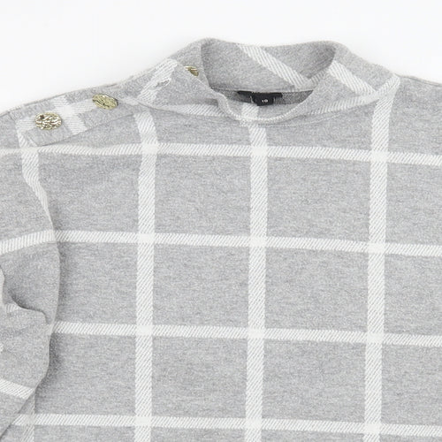 River Island Womens Grey Check  Pullover Jumper Size 10