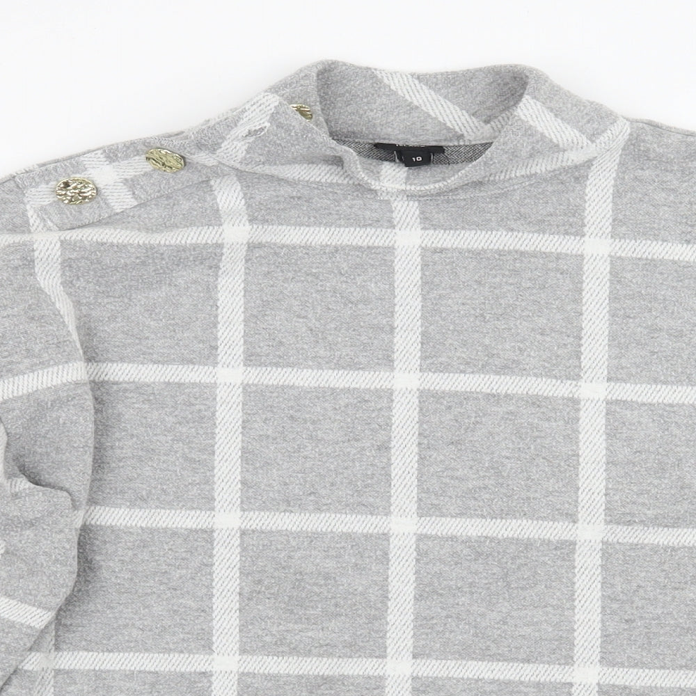 River Island Womens Grey Check  Pullover Jumper Size 10