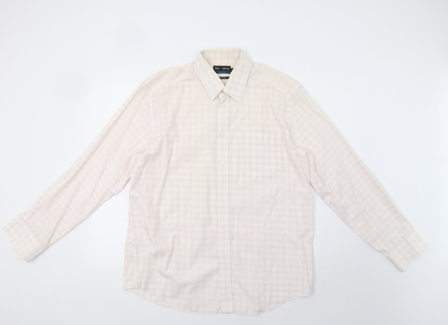 M&S Mens Pink Check   Dress Shirt Size 16.5