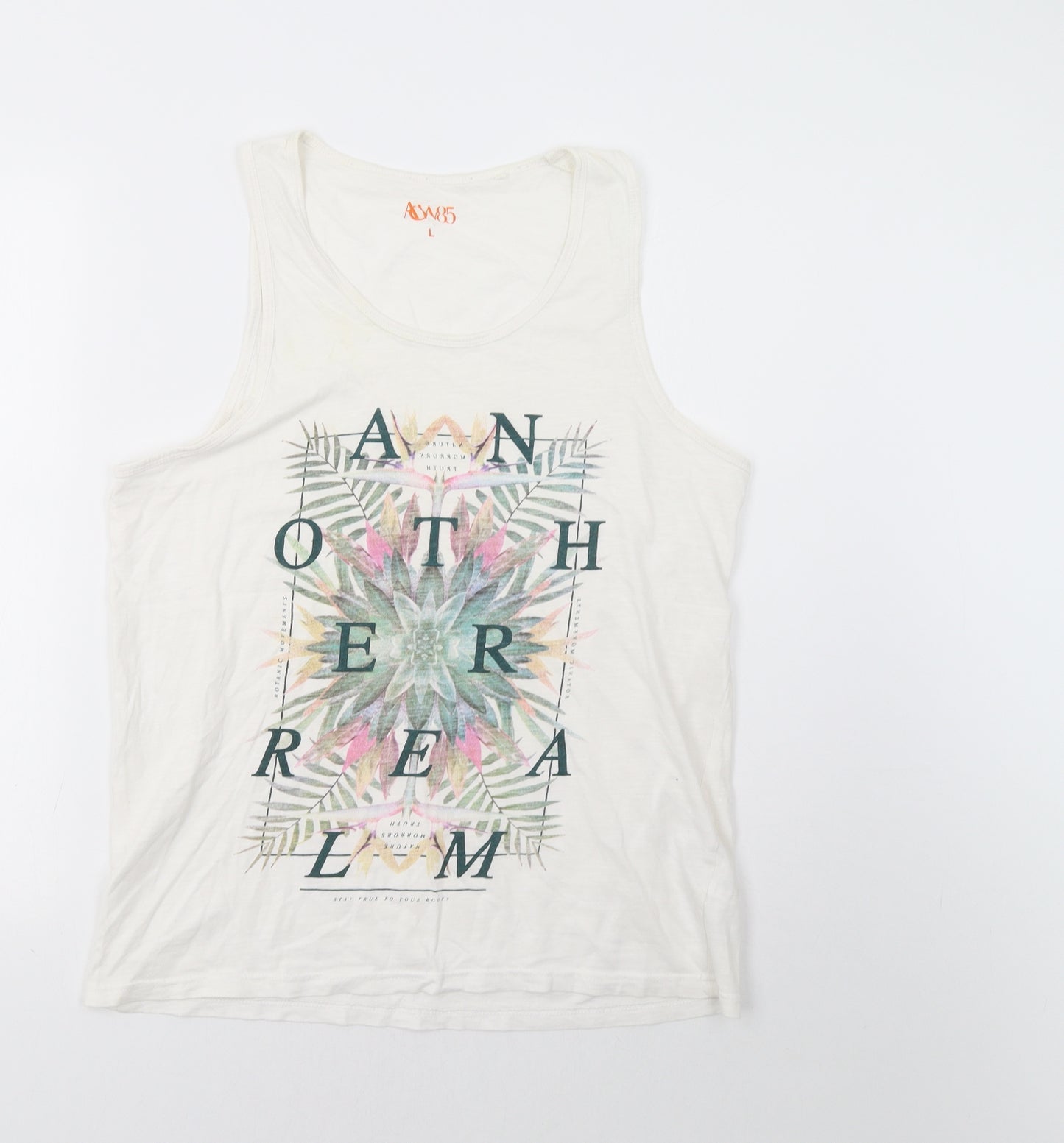 Matalan Womens White Floral  Basic Tank Size L