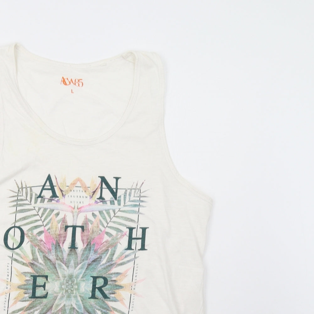 Matalan Womens White Floral  Basic Tank Size L