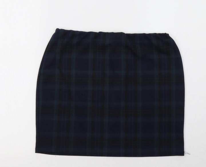 New Look Womens Blue Check Maxi Skirt Size 14