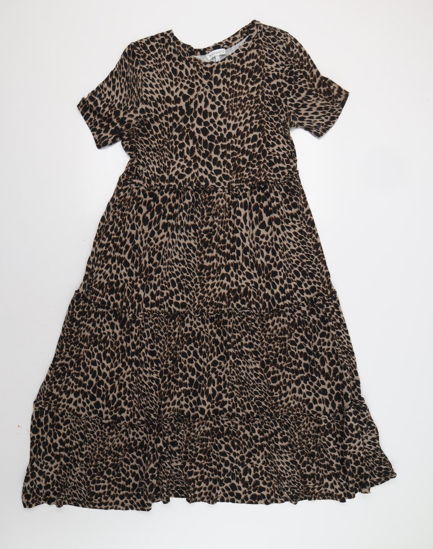Warehouse Womens Brown Animal Print  Maxi  Size 12
