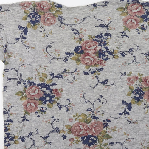 Patchwork Womens Grey Floral  Basic T-Shirt Size M