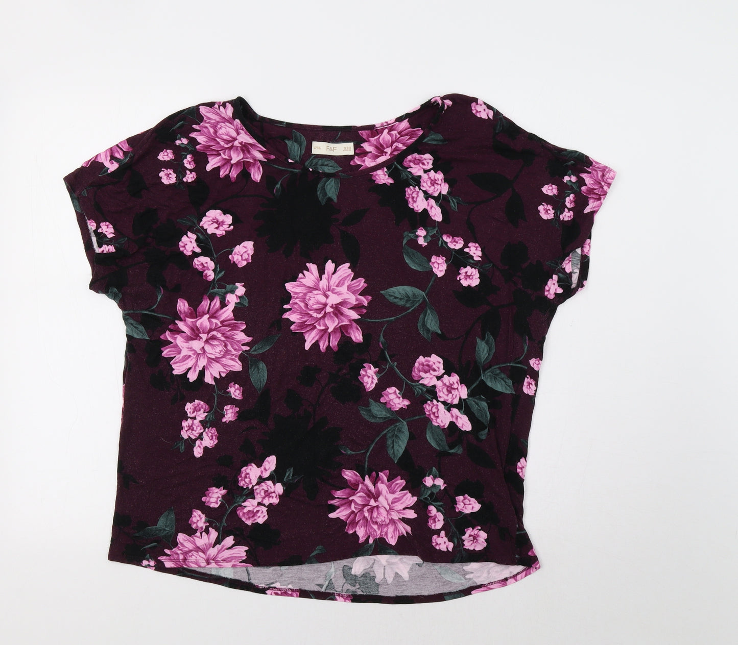 F&F Womens Purple Floral  Basic Blouse Size 16