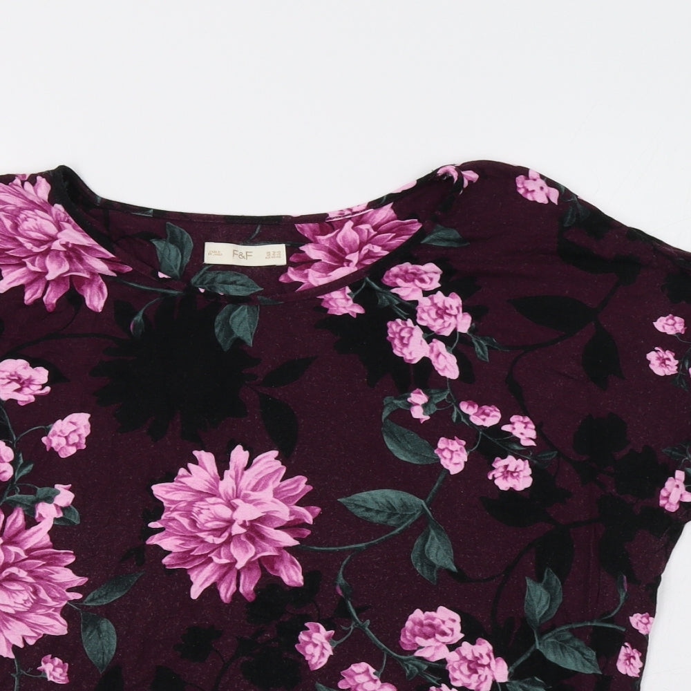 F&F Womens Purple Floral  Basic Blouse Size 16