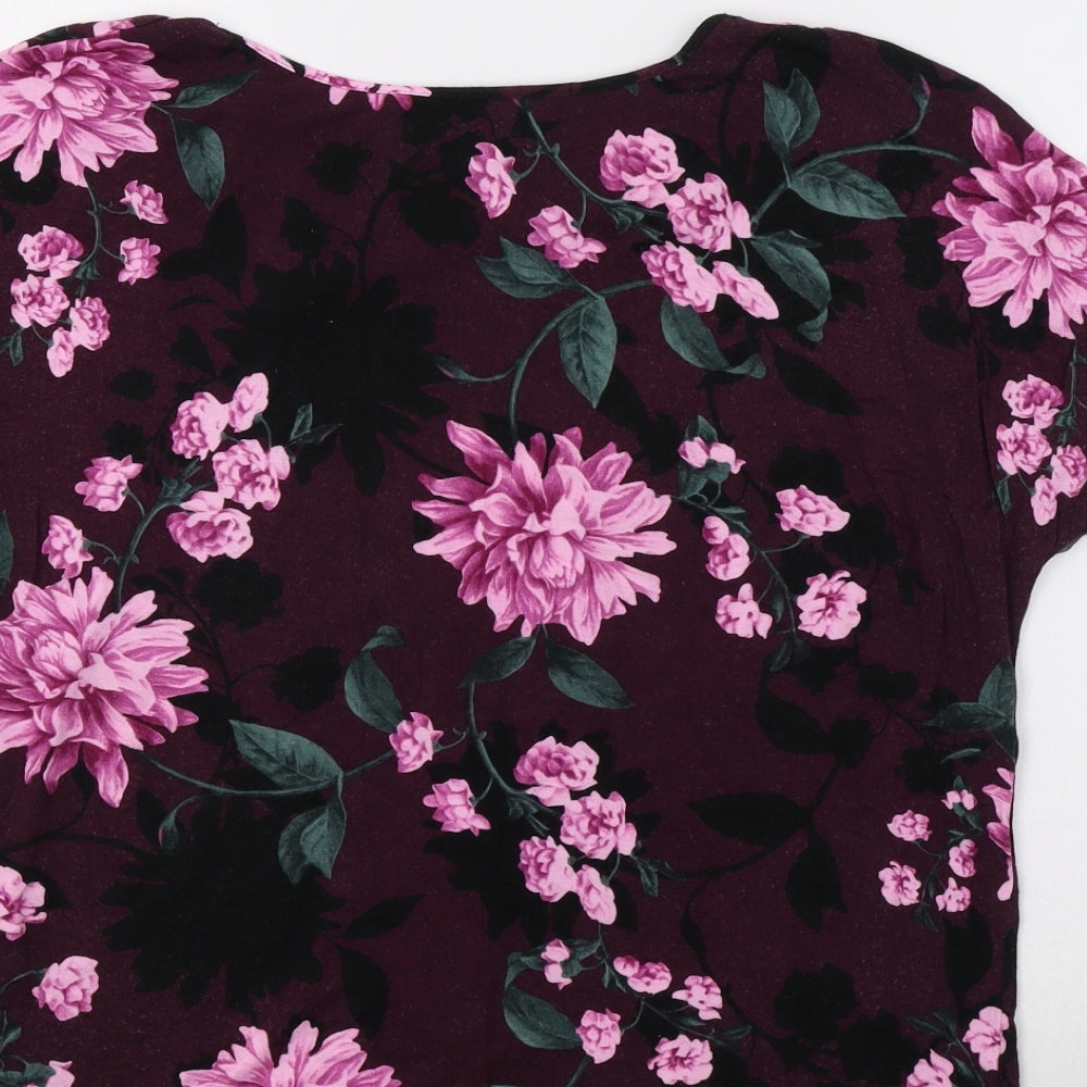 F&F Womens Purple Floral  Basic Blouse Size 16