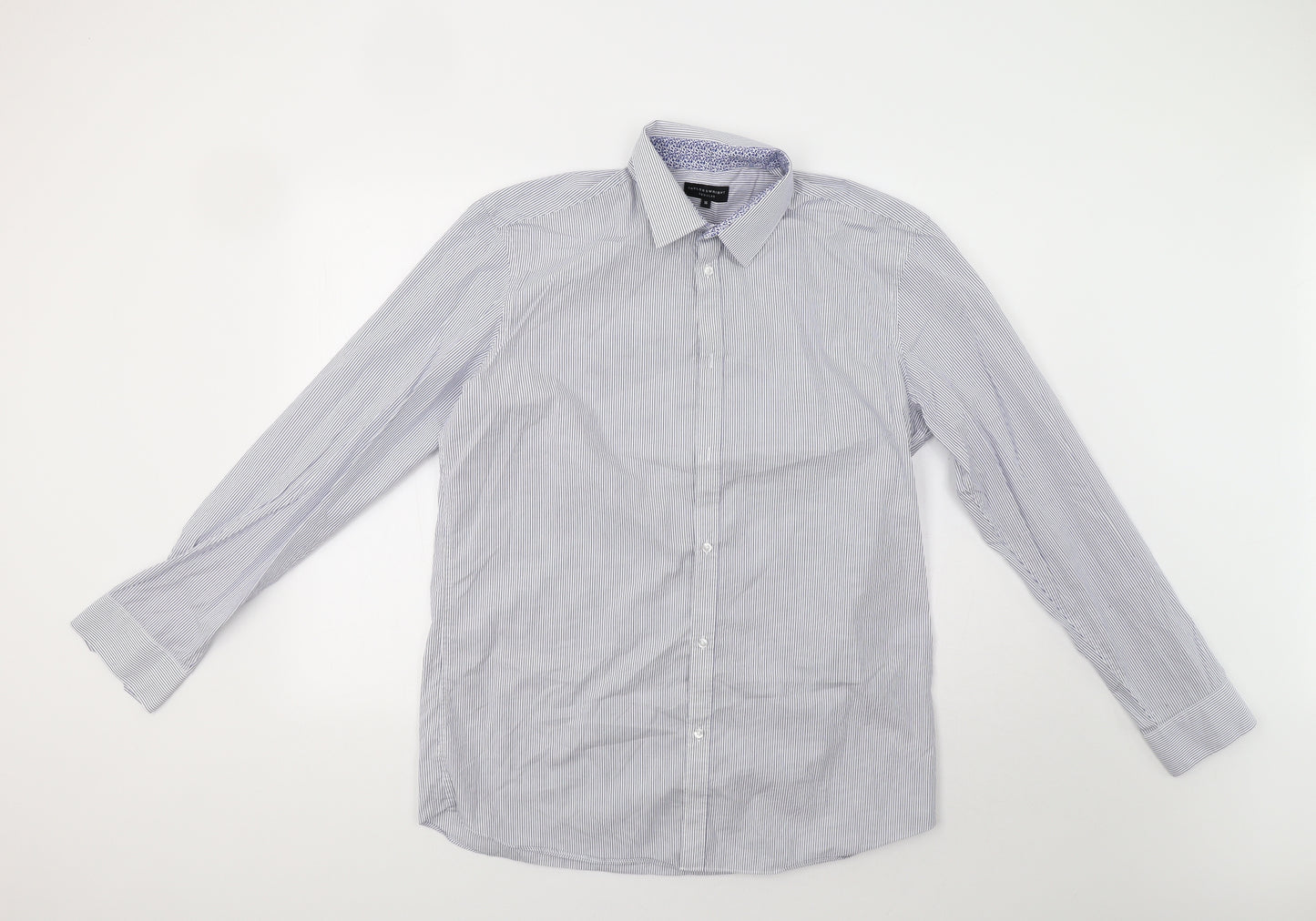 Taylor & Wright Mens Blue Striped   Dress Shirt Size 16