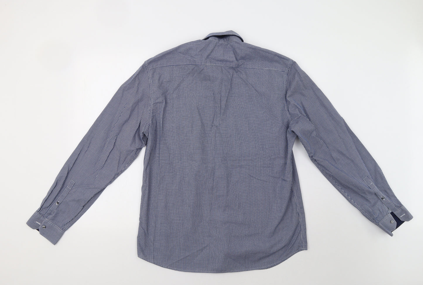 M&S Mens Blue Check   Dress Shirt Size L