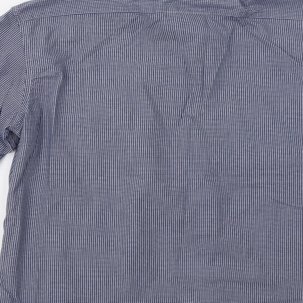 M&S Mens Blue Check   Dress Shirt Size L
