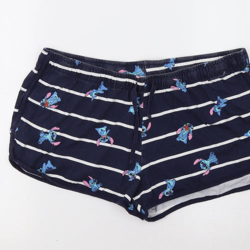 Primark Womens Blue Striped  Sweat Shorts Size L