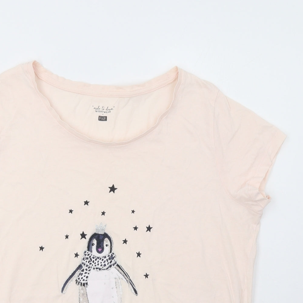 F&F Womens Pink   Top Pyjama Top Size 16  - Penguin
