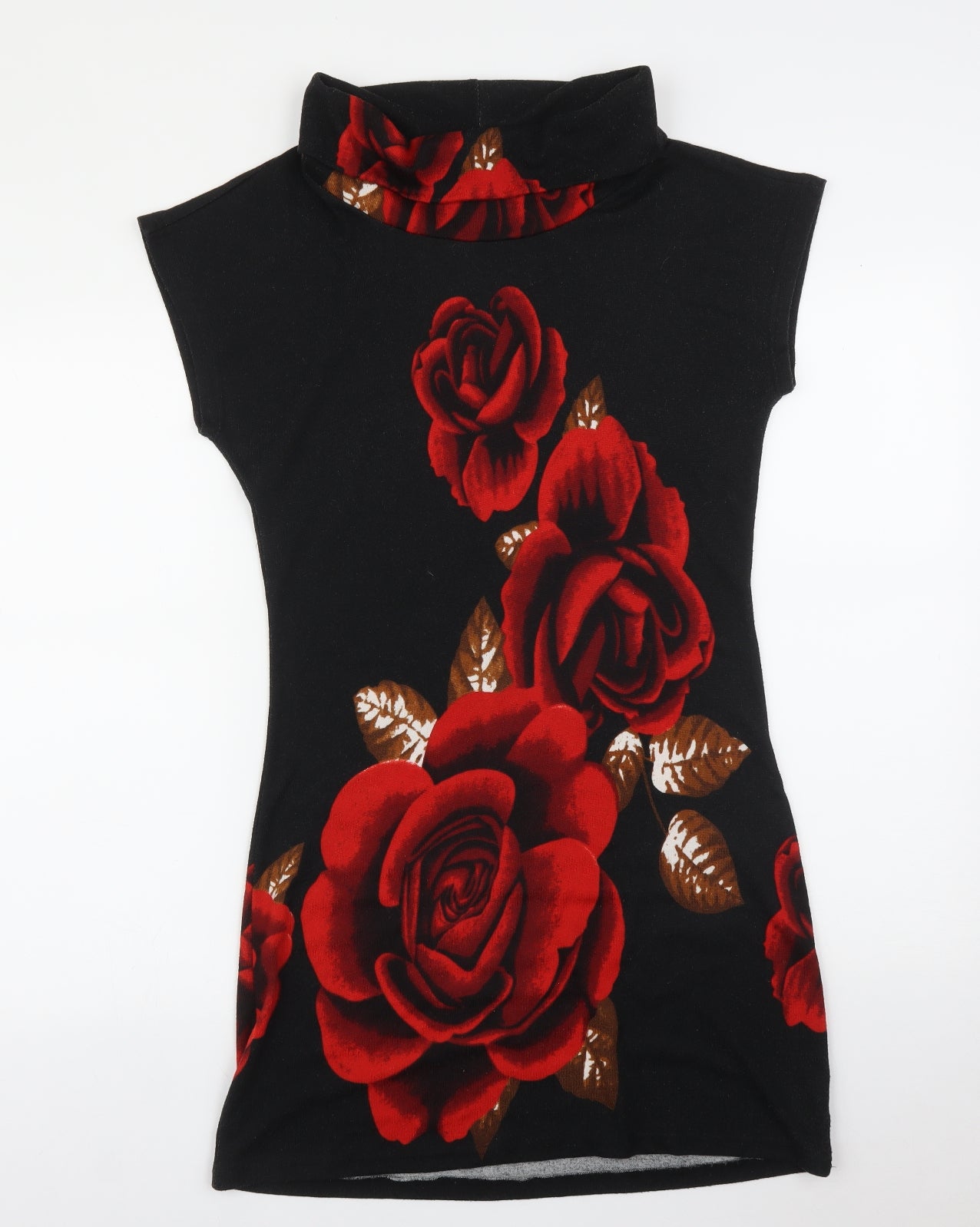 Select Womens Black Floral  T-Shirt Dress  Size M