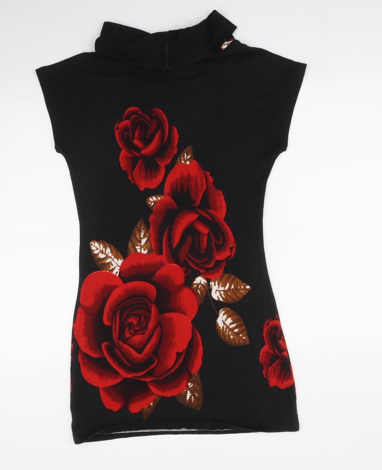 Select Womens Black Floral  T-Shirt Dress  Size M