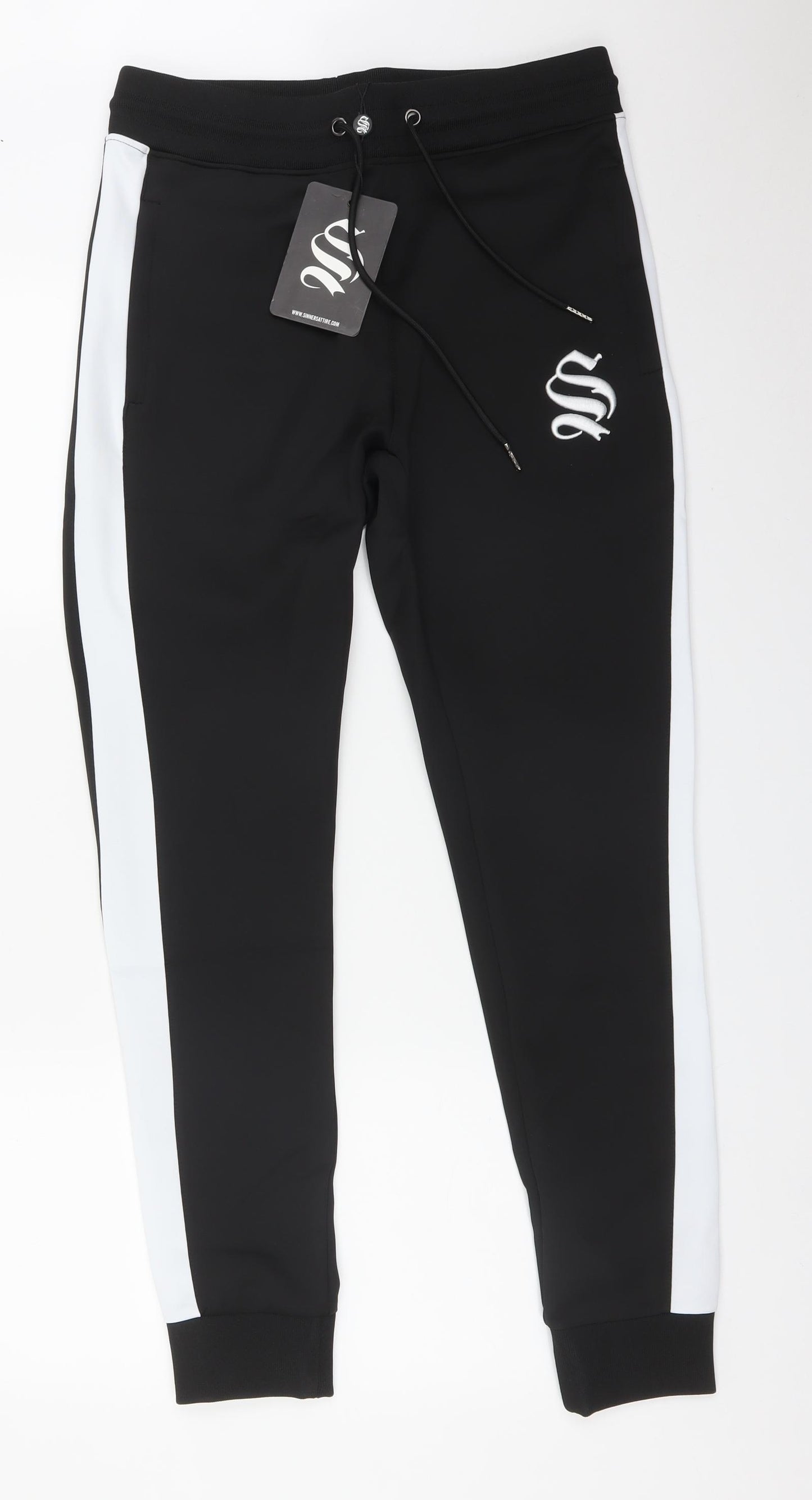 SINNERSATTIRE.COM Mens Black   Jogger Trousers Size M L31 in