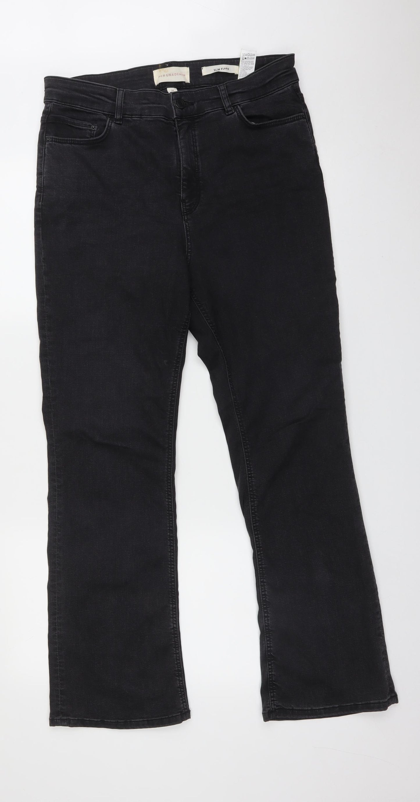 M&S Womens Black   Wide-Leg Jeans Size 14 L29 in