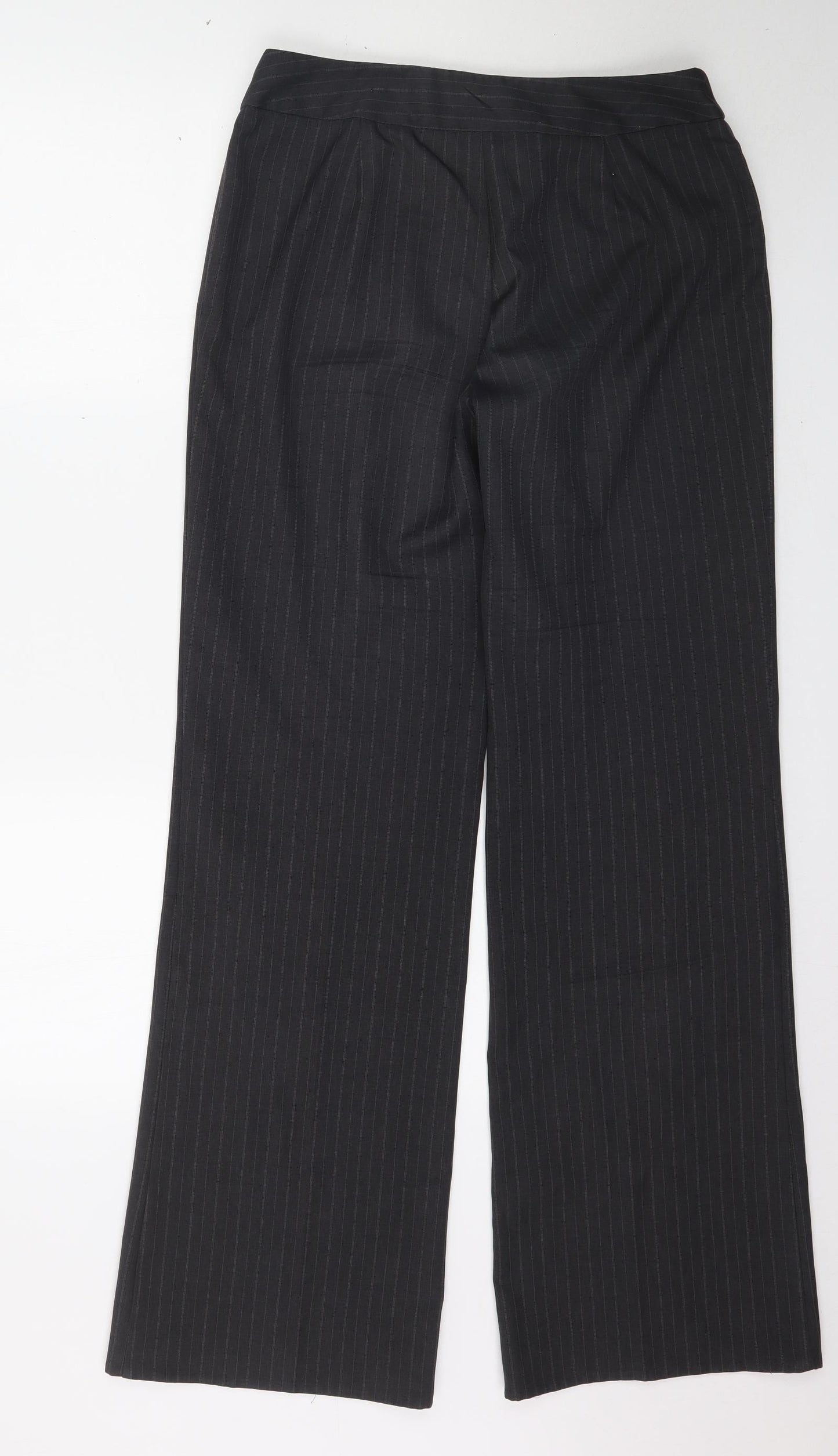Marks and Spencer Womens Grey Striped  Trousers  Size 12 L33 in