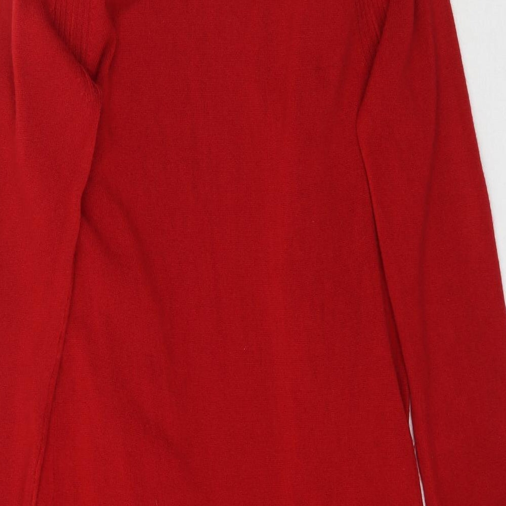 Per Una Womens Red  Knit Cardigan Jumper Size 12  - Waterfall ruffle