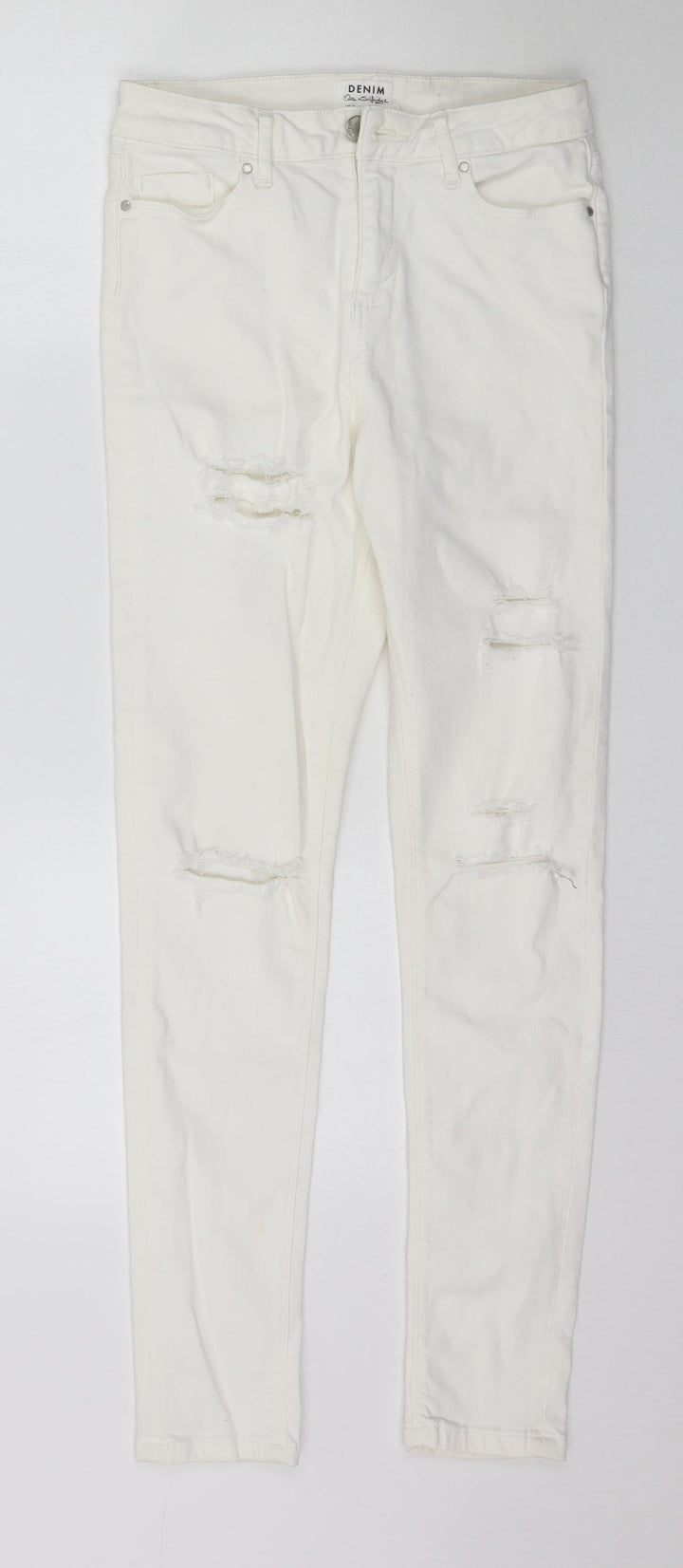 Miss Selfridge Womens Ivory Denim Skinny Jeans Size 10 L29 in