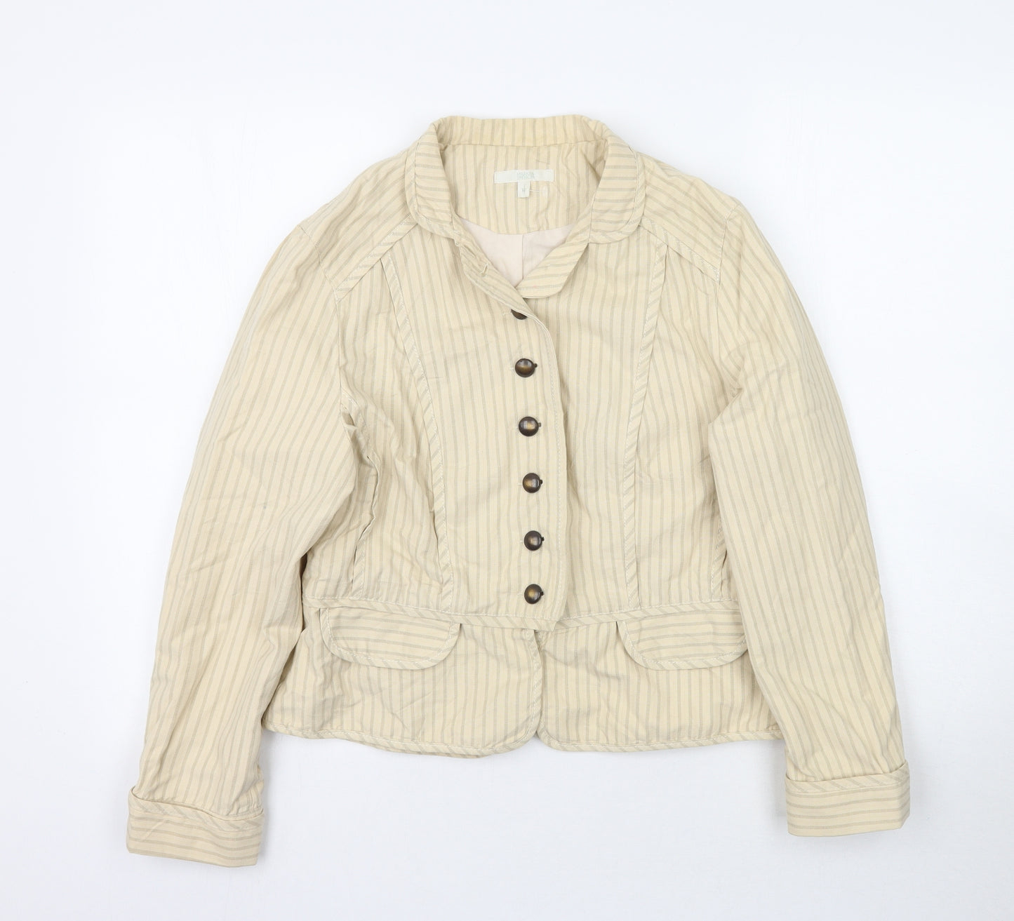 Marks and Spencer Womens Beige Striped  Jacket Blazer Size 14