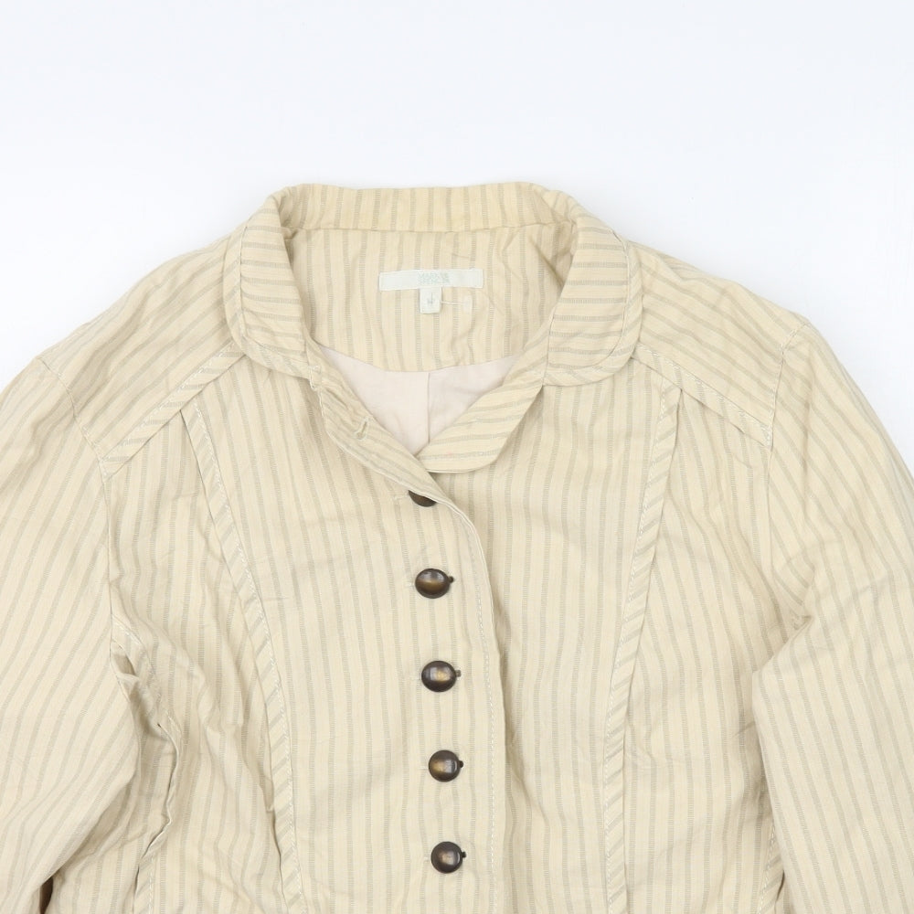 Marks and Spencer Womens Beige Striped  Jacket Blazer Size 14