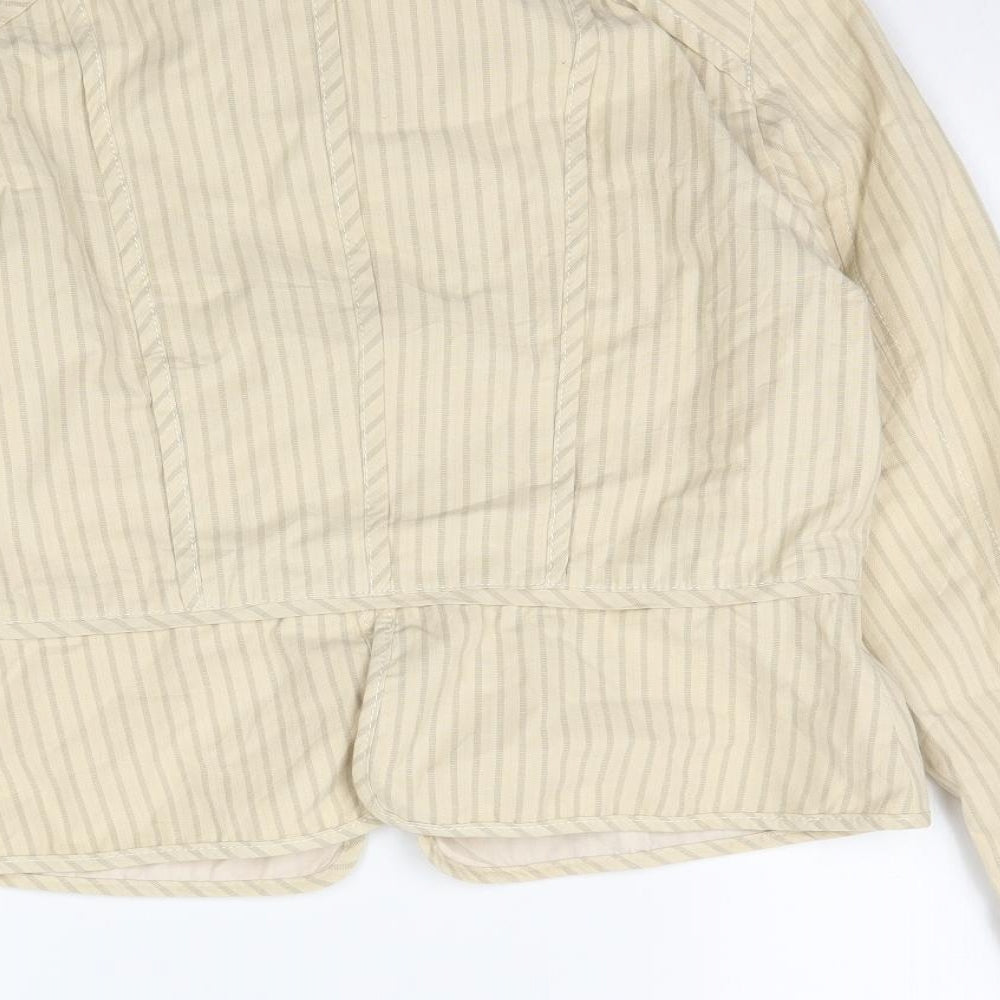 Marks and Spencer Womens Beige Striped  Jacket Blazer Size 14
