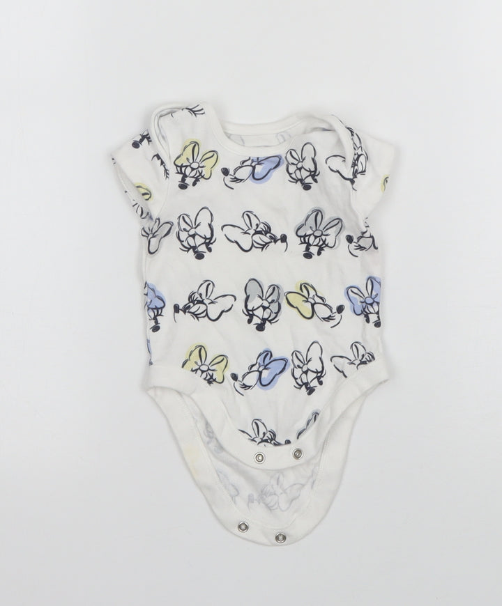 George Girls White Animal Print  Leotard One-Piece Size 0-3 Months  - Minnie Mouse