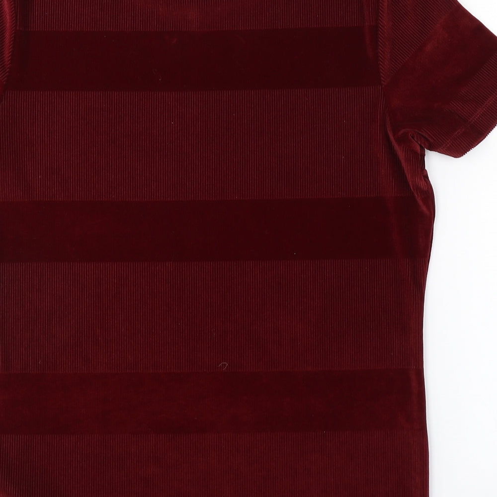 M&S Womens Red Striped  Basic Blouse Size 12