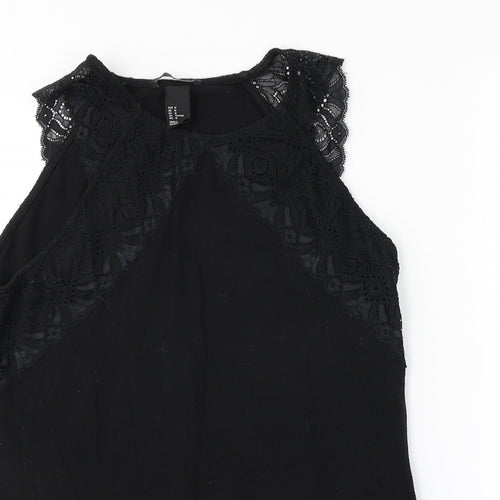 H&M Womens Black Floral  Basic Tank Size M