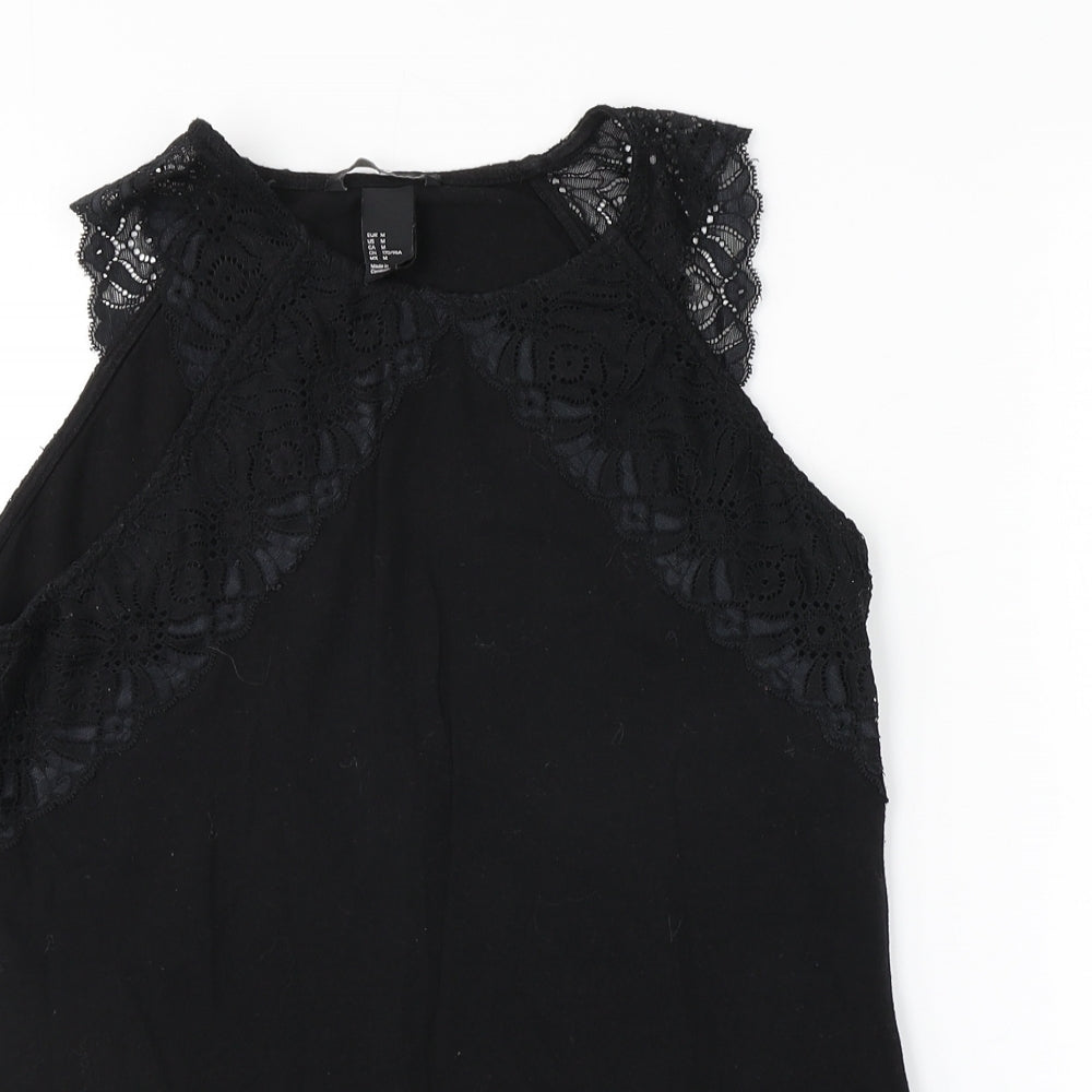 H&M Womens Black Floral  Basic Tank Size M
